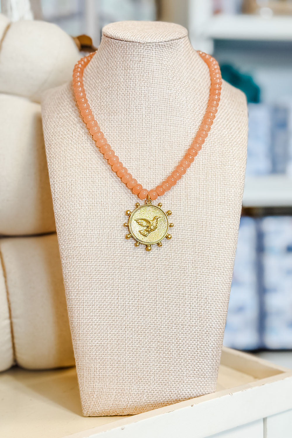 Kerry Necklace - Taupe + Gold Dove
