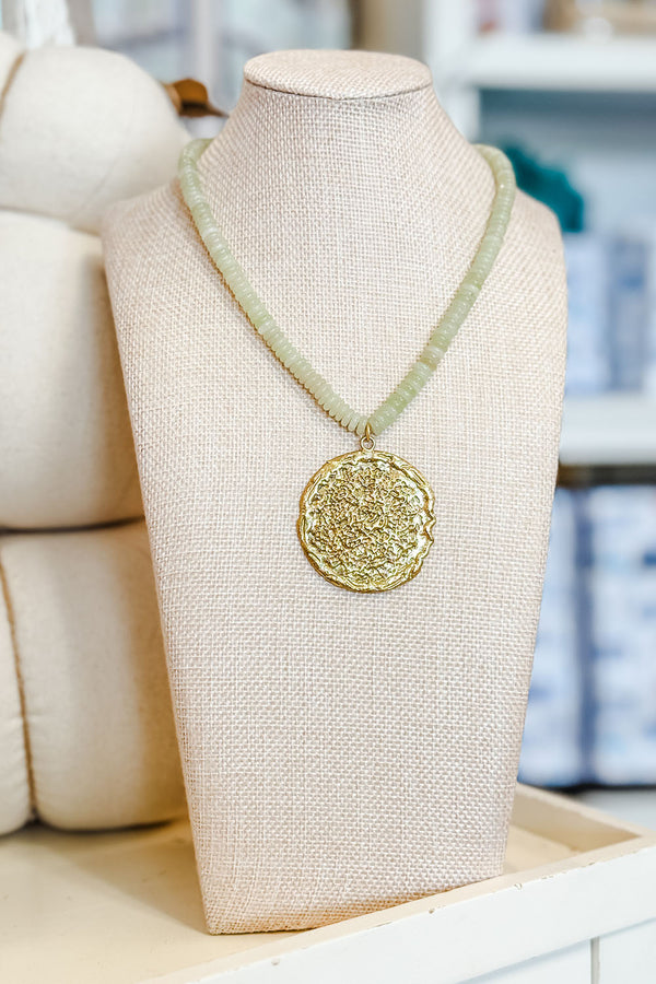Rosemary Necklace - Mint + Gold Coin