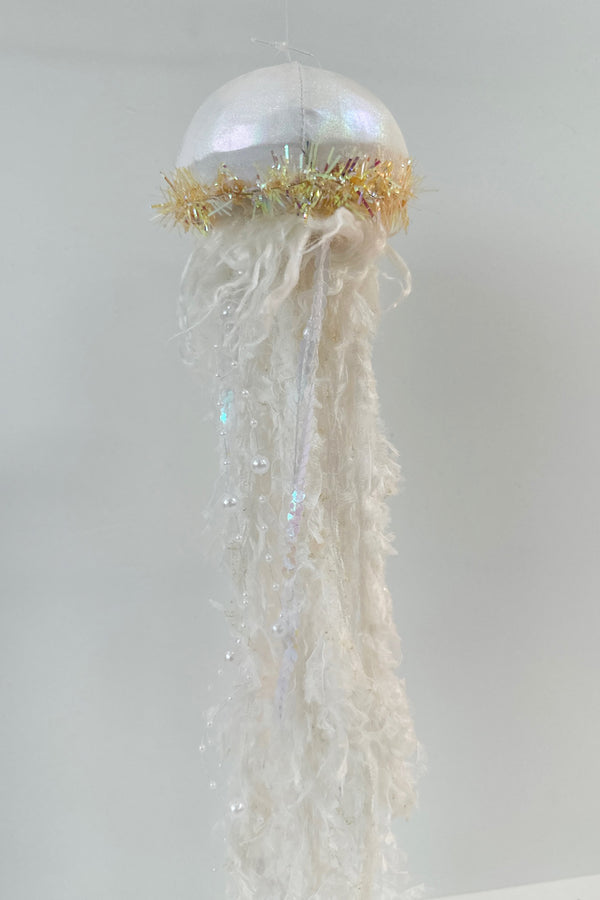 Funnky Ornament - Long Sequin Cream Jellyfish