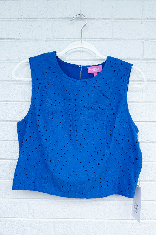 Sincerely Eyelet Tank - Royal Blue