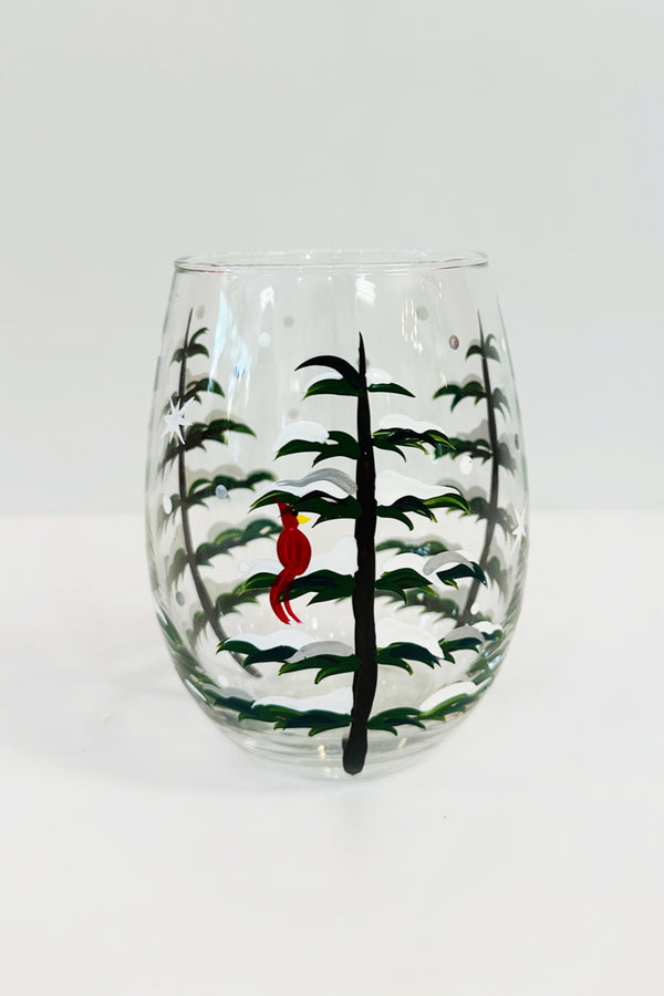 DJ Stemless Wine Glass - Evergreen Trees