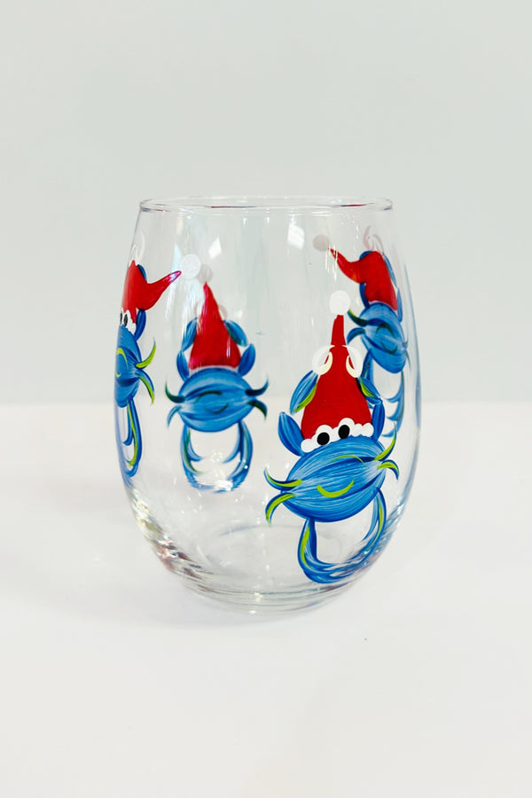 DJ Stemless Wine Glass - Crab Blue SANTA