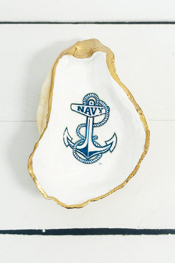 Lowtiding Oyster Trinket Dish - Navy Anchor