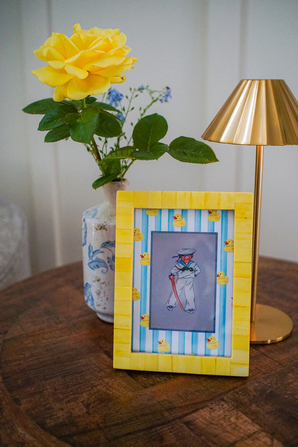 Framed Little Sailor Print - Yellow Frame