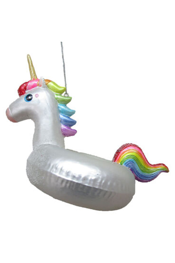 Glass Ornament - Large Rainbow Unicorn Float