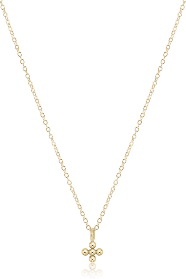 EN Classic Beaded Signature Cross Necklace - Gold