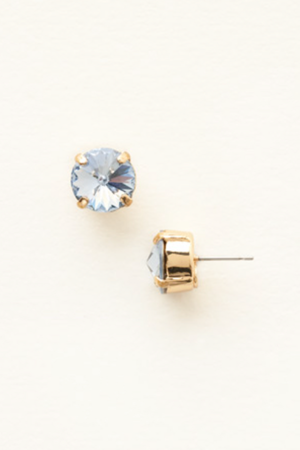 Round Crystal Stud Earring - Light Sapphire
