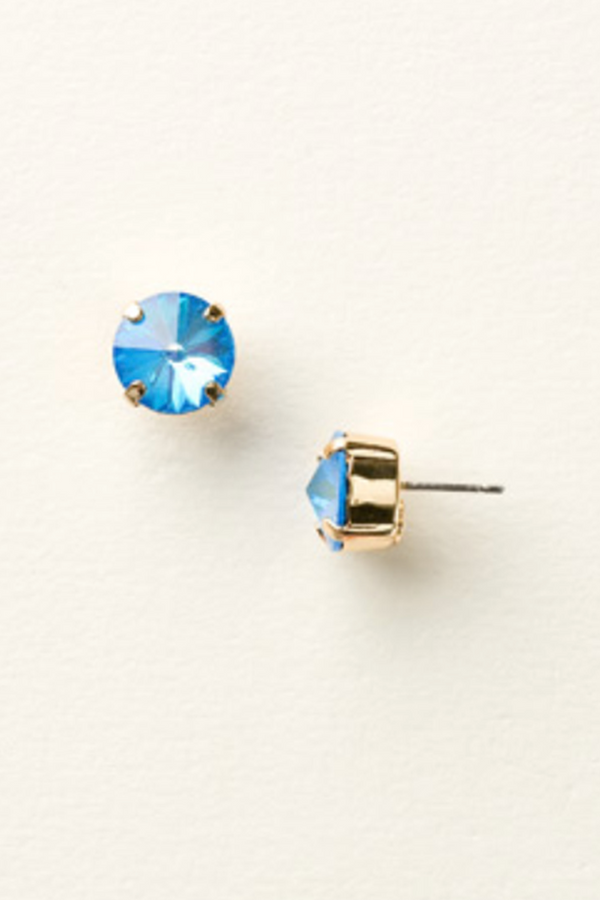 Round Crystal Stud Earring - Ultra Blue