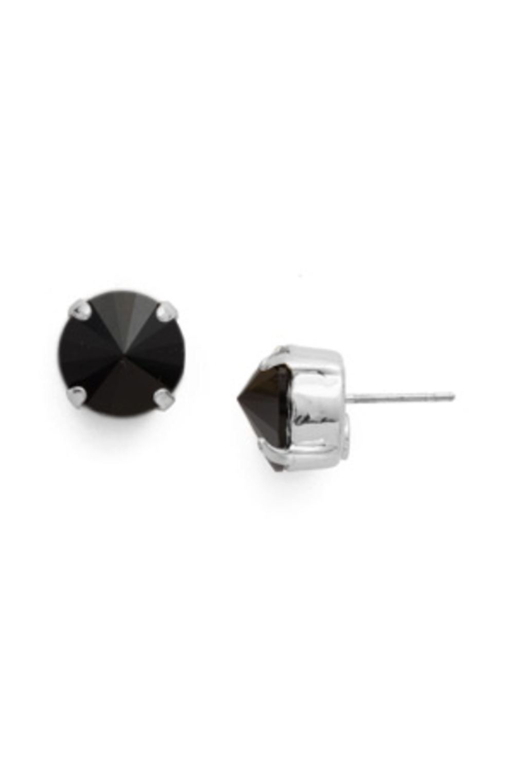 Round Crystal Stud Earring - Jet Black