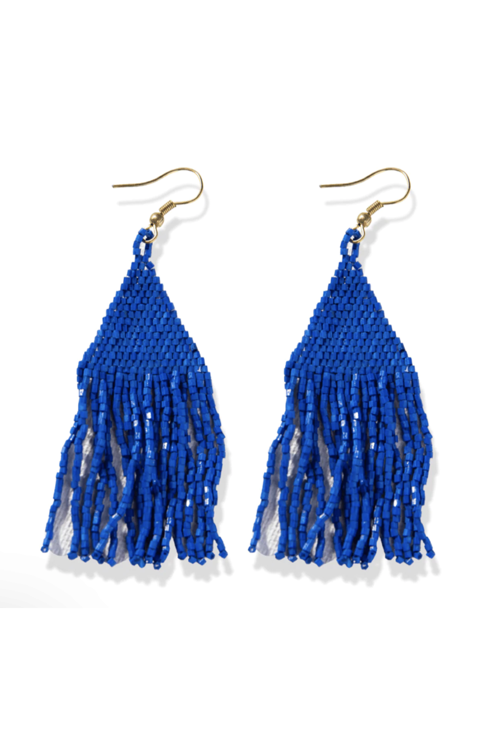 Lexie Solid Beaded Fringe Earring - Lapis