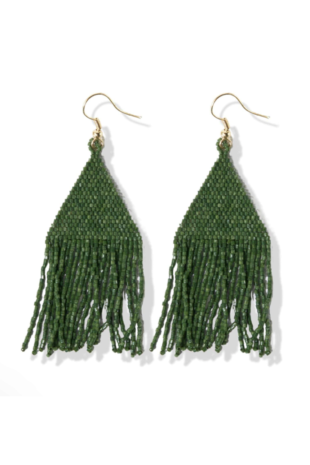 Lexie Solid Beaded Fringe Earring - Emerald Green