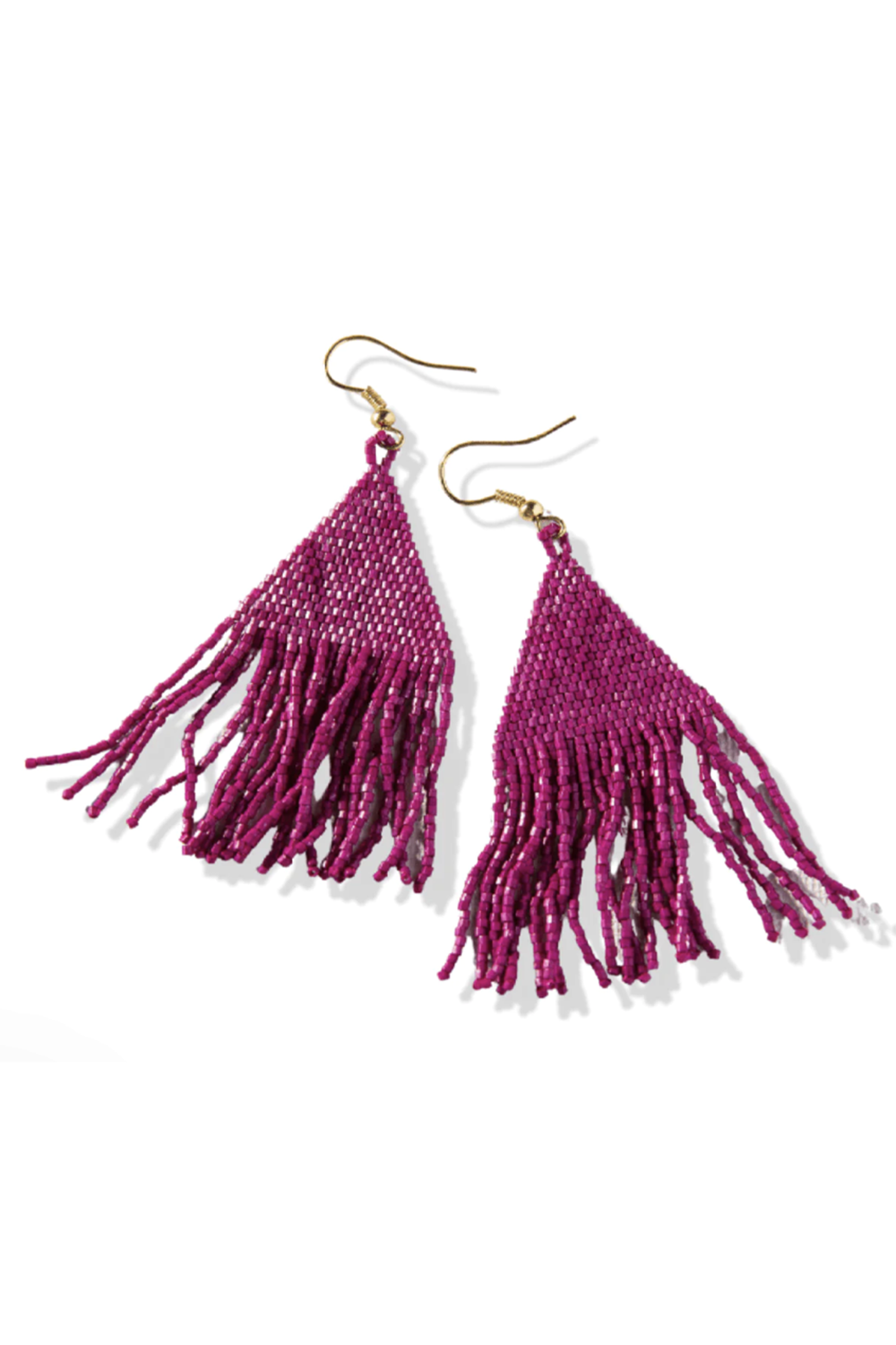 Lexie Solid Beaded Fringe Earring - Magenta