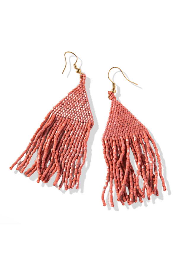 Lexie Solid Beaded Fringe Earring - Terracotta