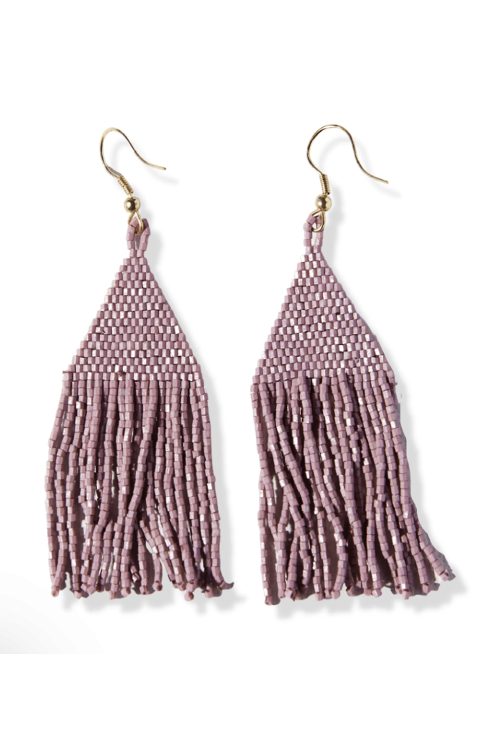 Lexie Solid Beaded Fringe Earring - Lilac