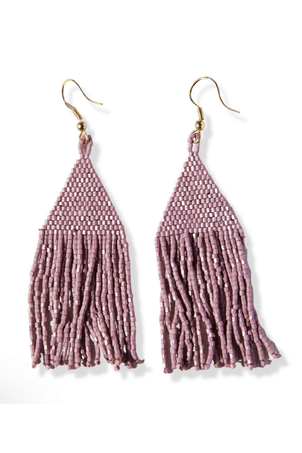 Lexie Solid Beaded Fringe Earring - Lilac