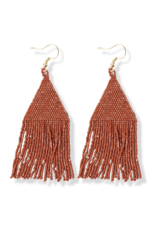 Lexie Solid Beaded Fringe Earring - Rust