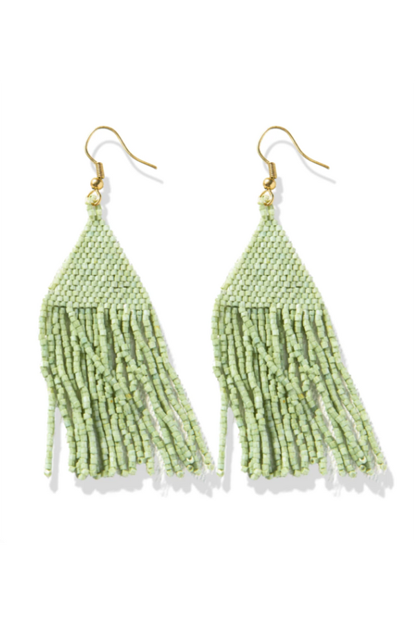 Lexie Solid Beaded Fringe Earring - Mint