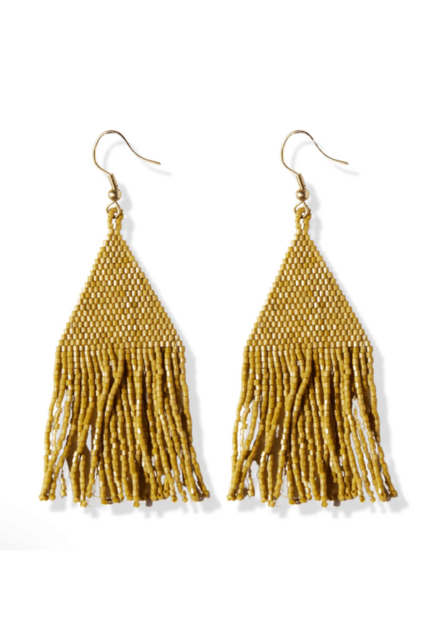 Lexie Solid Beaded Fringe Earring - Citron