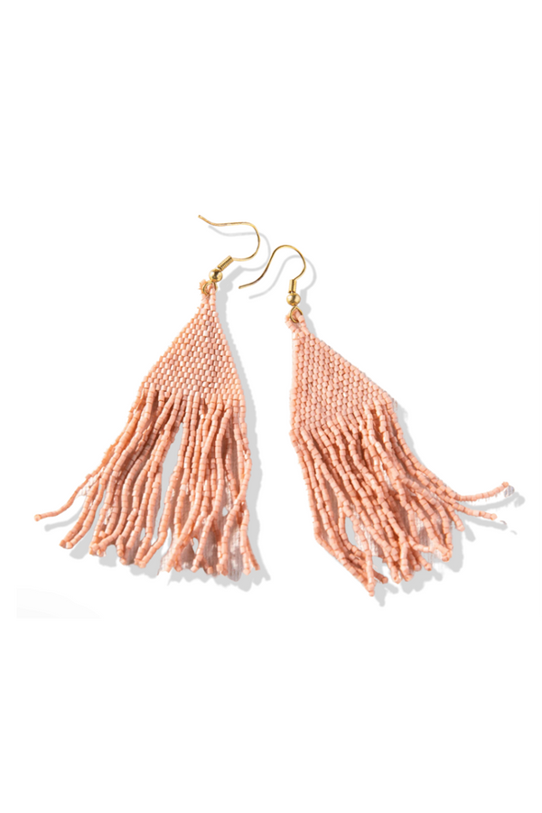 Lexie Solid Beaded Fringe Earring - Blush