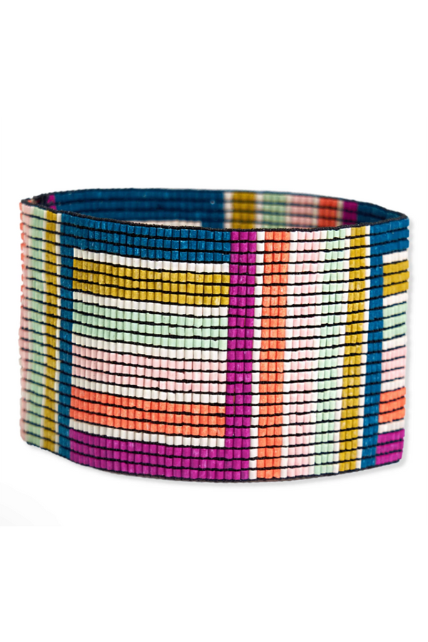 Brooklyn Geo Stripe Beaded Luxe Bracelet - Rainbow