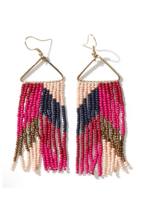 Whitney Chevron Beaded Fringe Earring