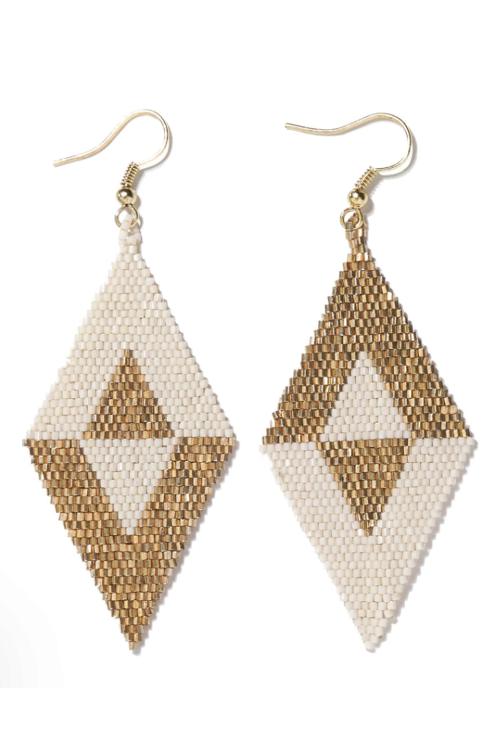 Frida Flipped Triangle Beaded Earring - Gold