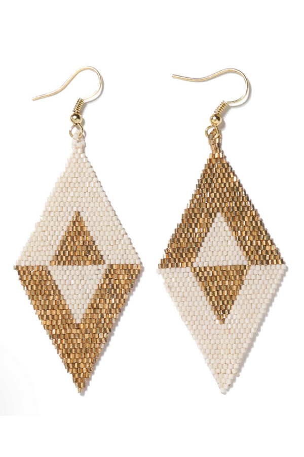 Frida Flipped Triangle Beaded Earring - Gold