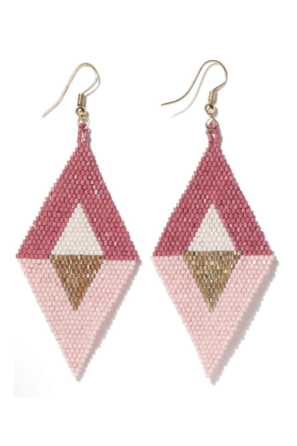 Frida Flipped Triangle Beaded Earring - Light Pink