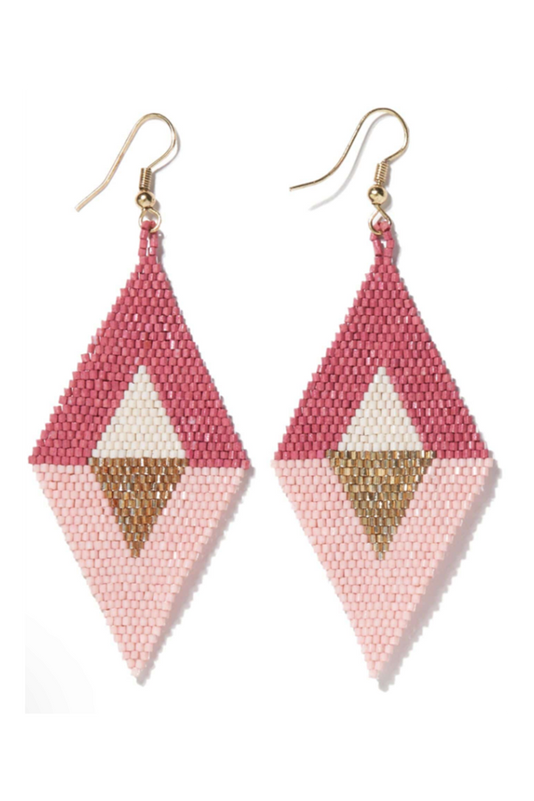 Frida Flipped Triangle Beaded Earring - Light Pink