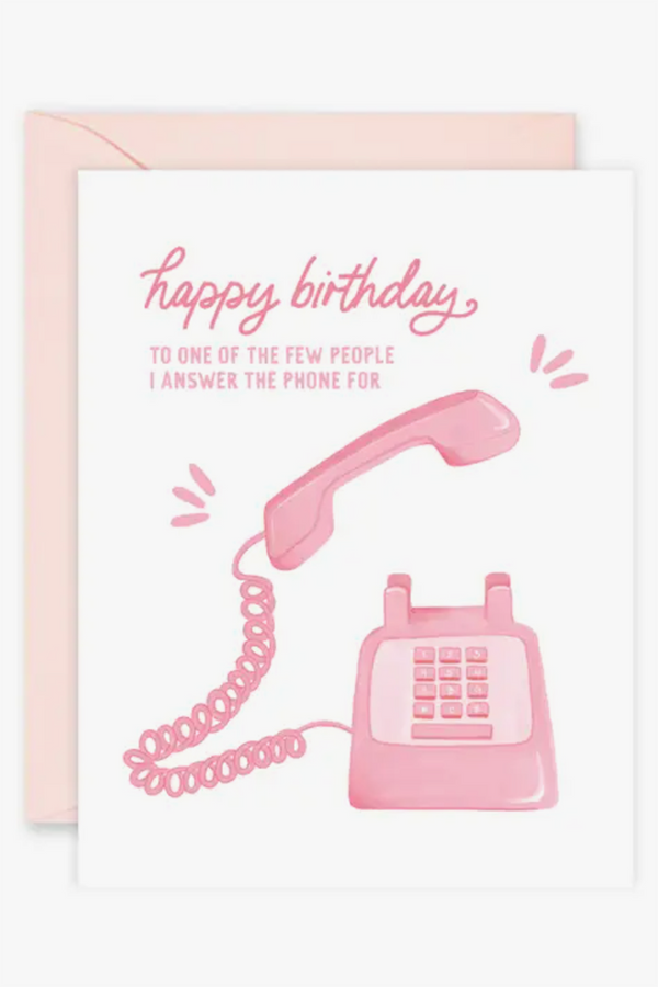 Isabella Single Birthday Card - Pink Vintage Phone