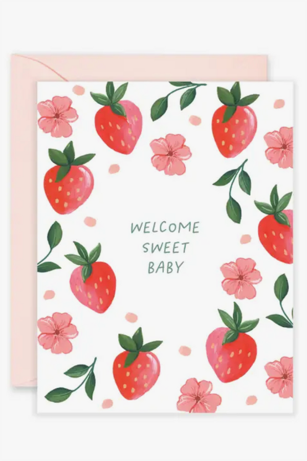 Isabella Single Baby Card - Sweet Strawberry