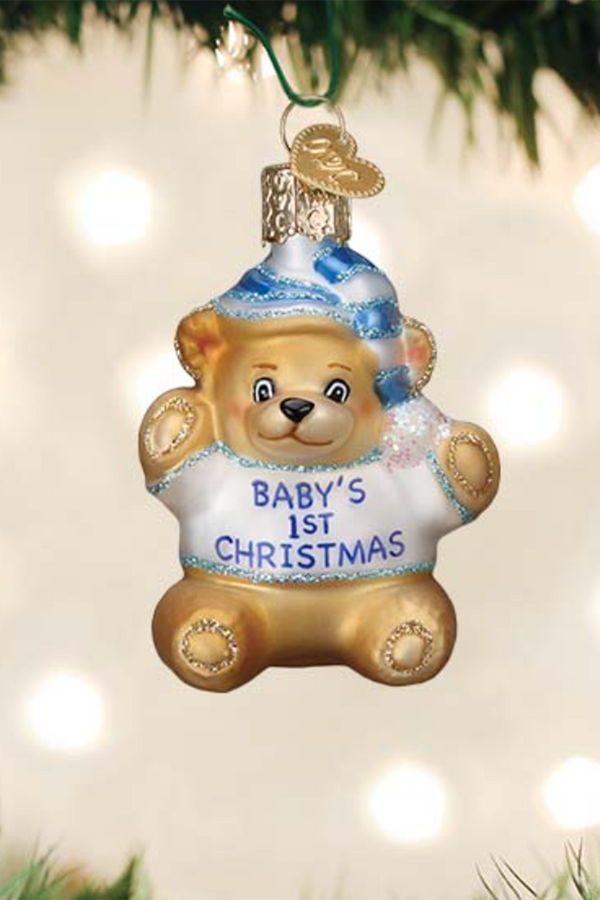 Glass Ornament - Baby Boy's First Teddy Bear