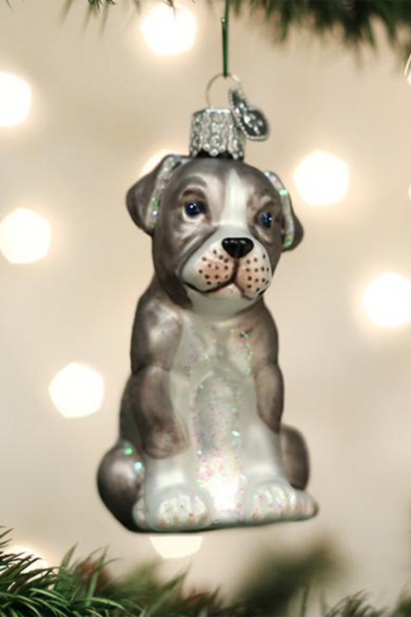 Glass Ornament - Pitbull Pup