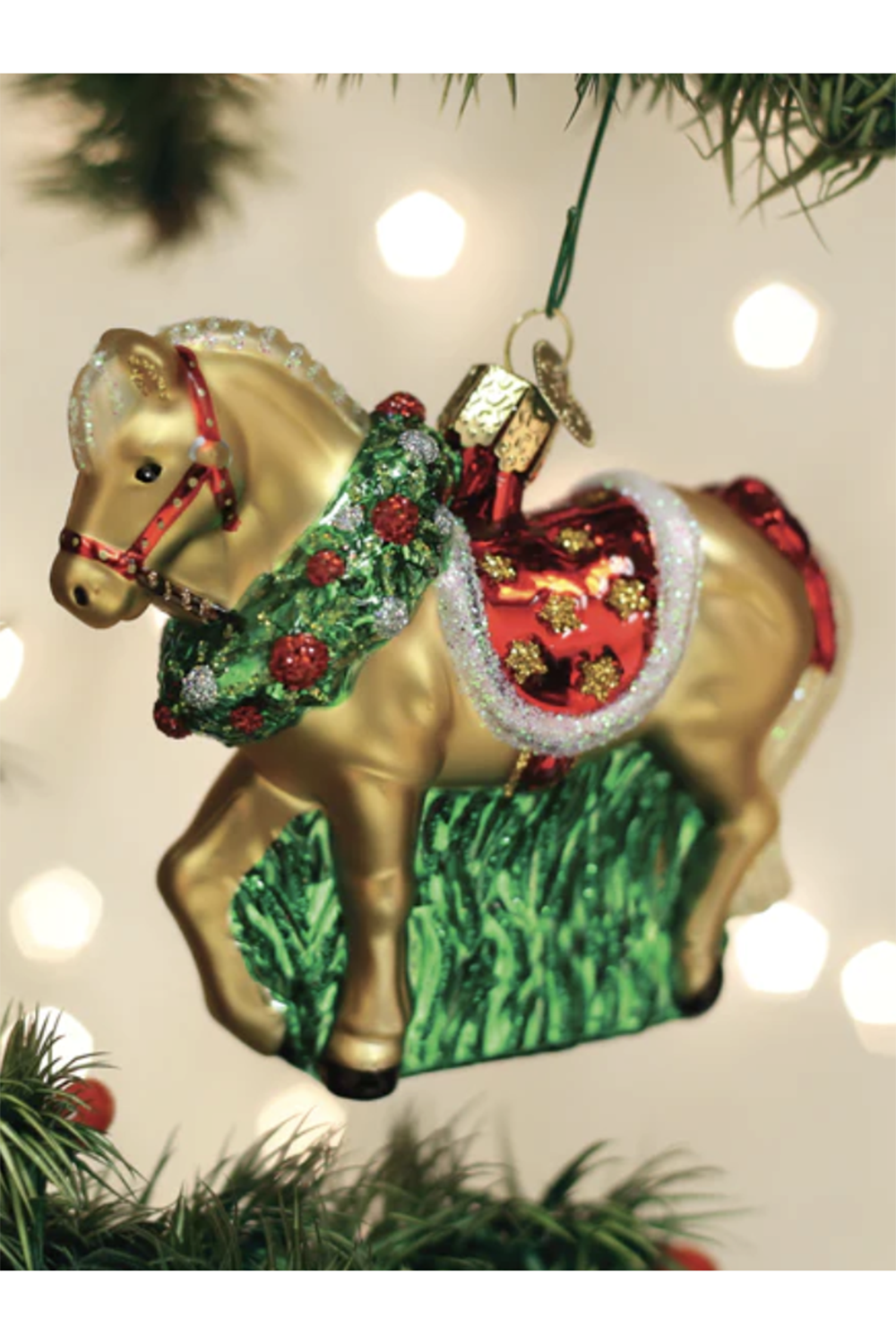 Glass Ornament - Horse with Wreath