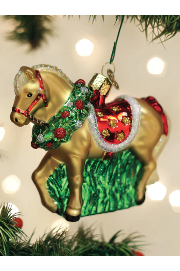 Glass Ornament - Horse with Wreath