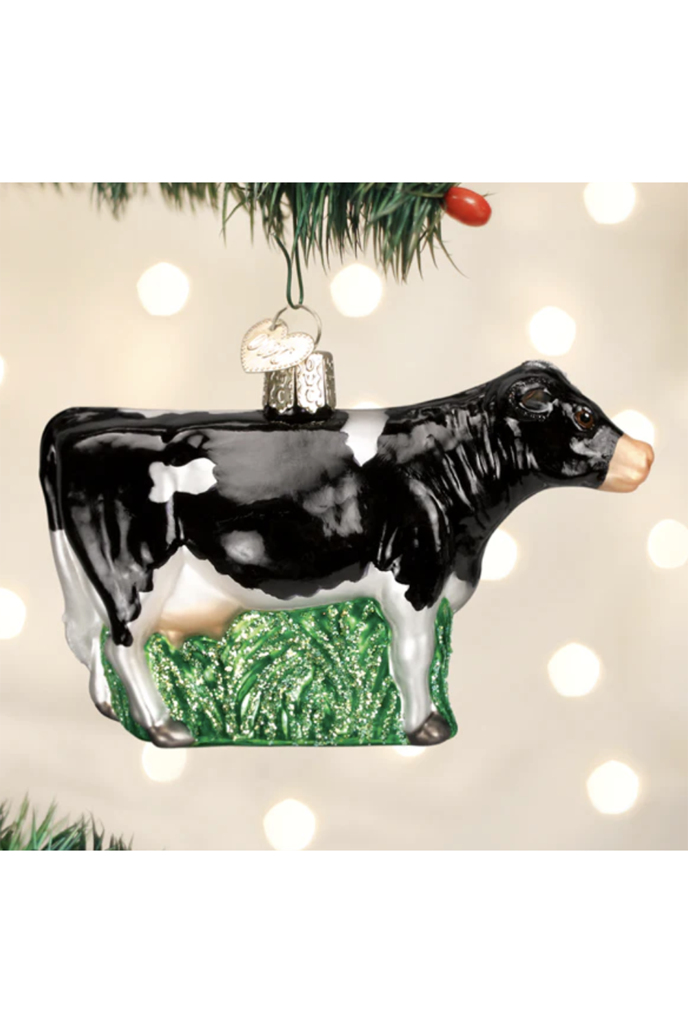 Glass Ornament - Black Dairy Cow