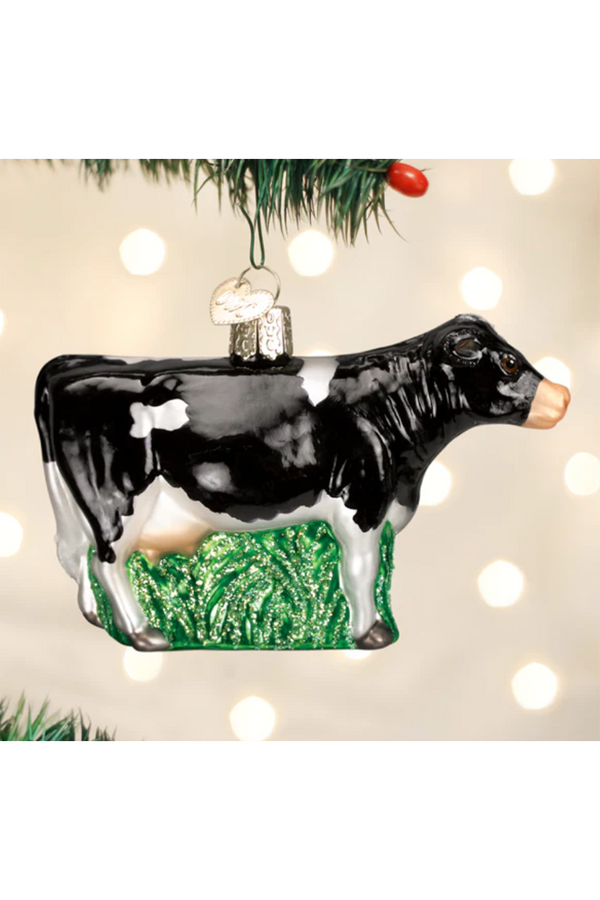 Glass Ornament - Black Dairy Cow