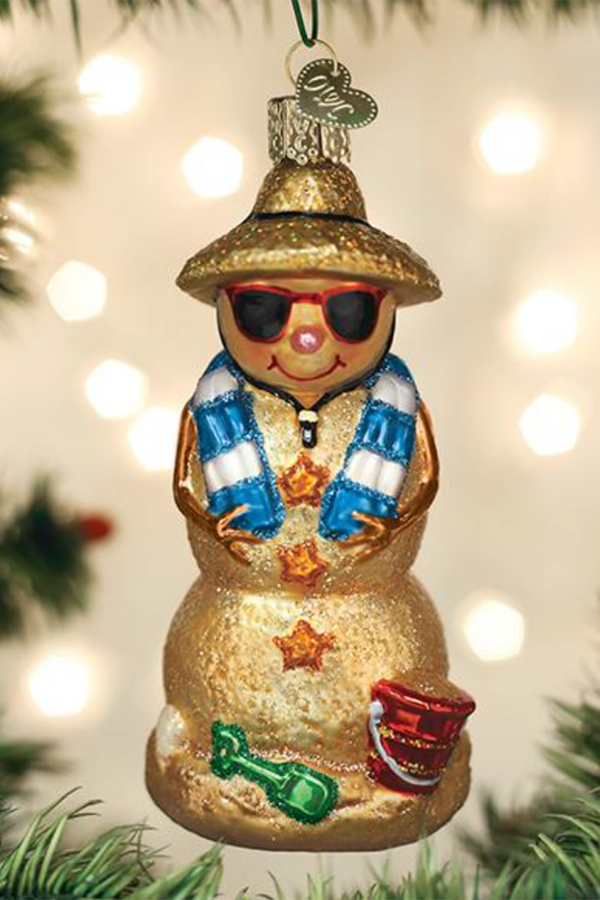 Glass Ornament - Sand Snowman