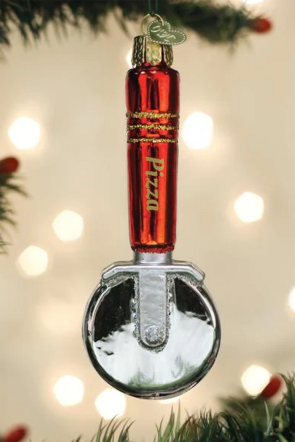 Glass Ornament - Pizza Cutter