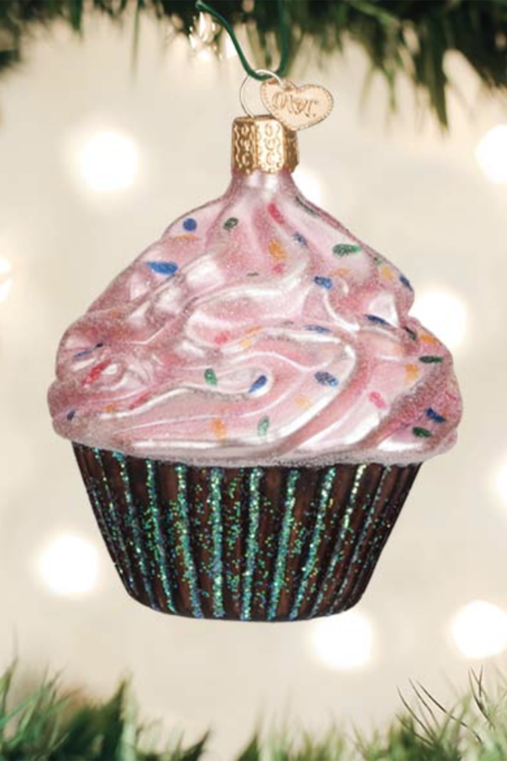 Glass Ornament - Pink Chocolate Cupcake