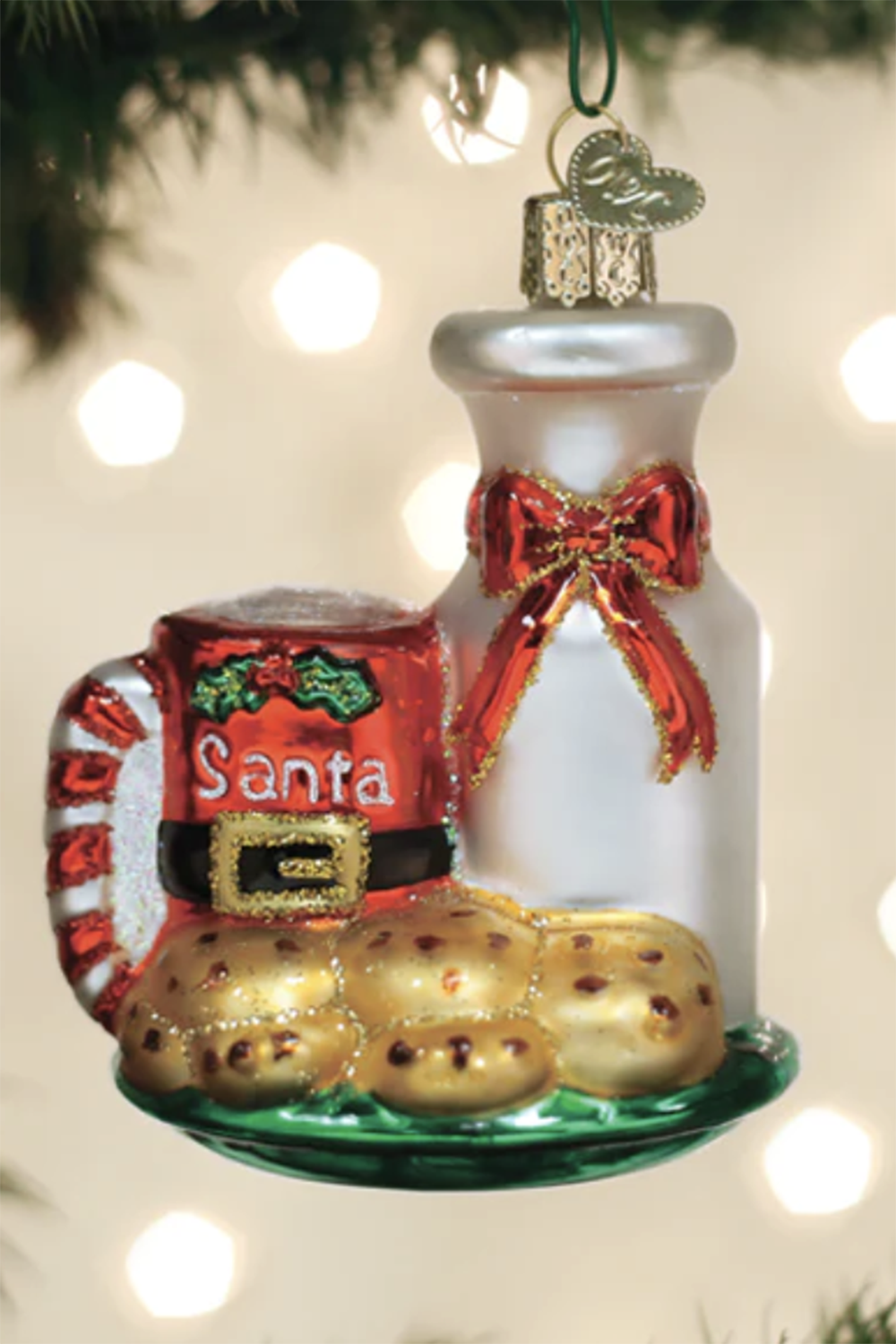 Glass Ornament - Santa's Milk and Cookies