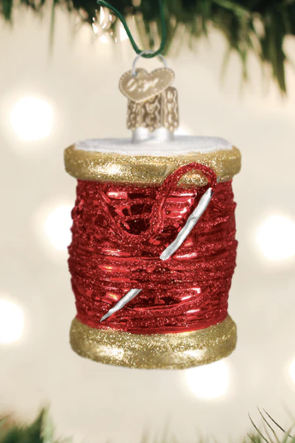 Glass Ornament - Red Spool of Thread