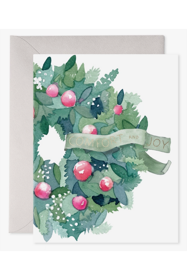 EFRAN Holiday Greeting Card - Comfort and Joy Wreath