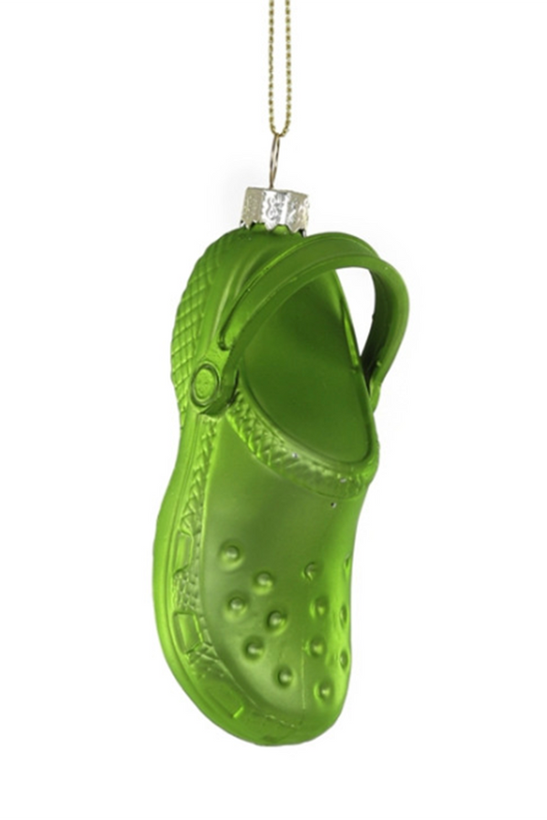 Glass Ornament - Croc Shoe Green