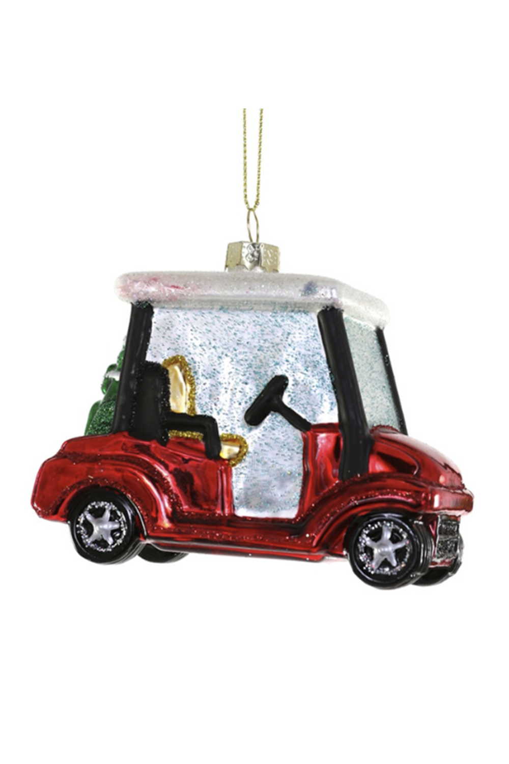 Glass Ornament - Red Golf Cart