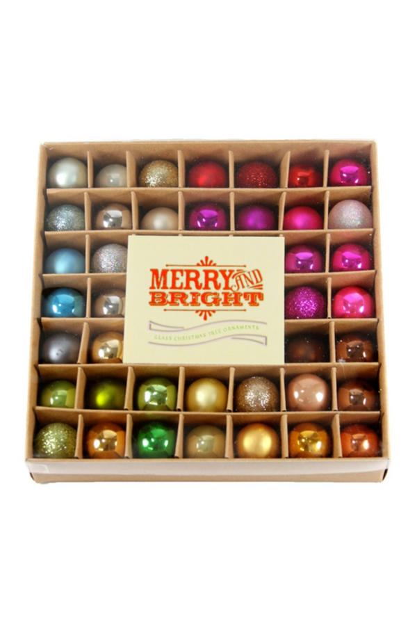 Glass Ornament Set - Boxed Merry & Bright