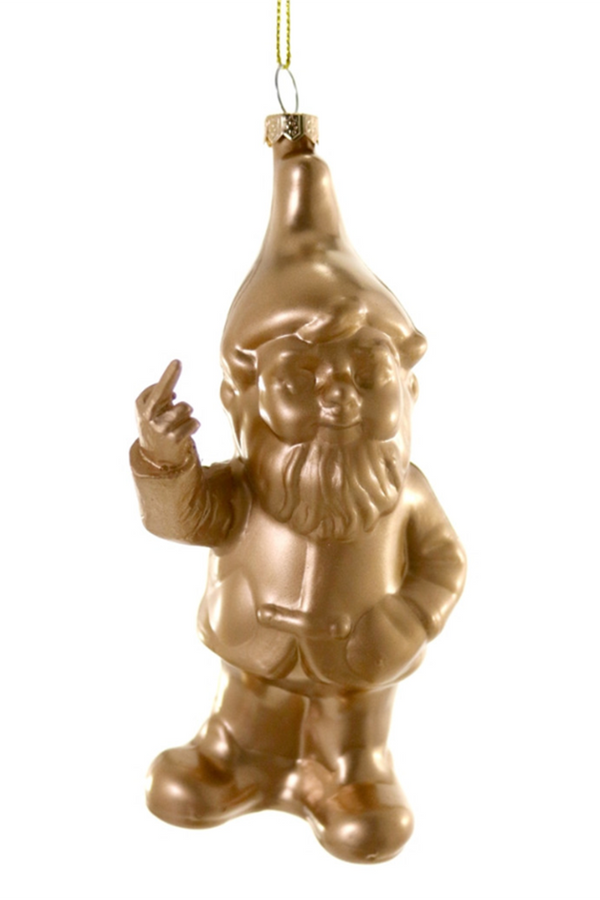 Funky Ornament - Naughty Gold Gnome