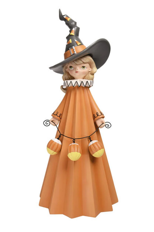 Witch Girl with Candy Corn Figure
