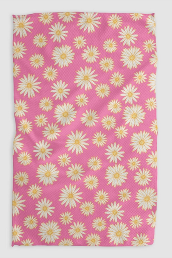 Geometry Kitchen Tea Towel - Daisy Days Pink