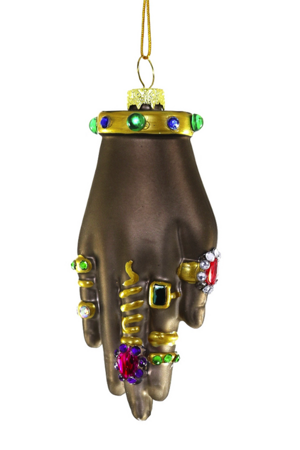 Glass Ornament - Hand with Jewels